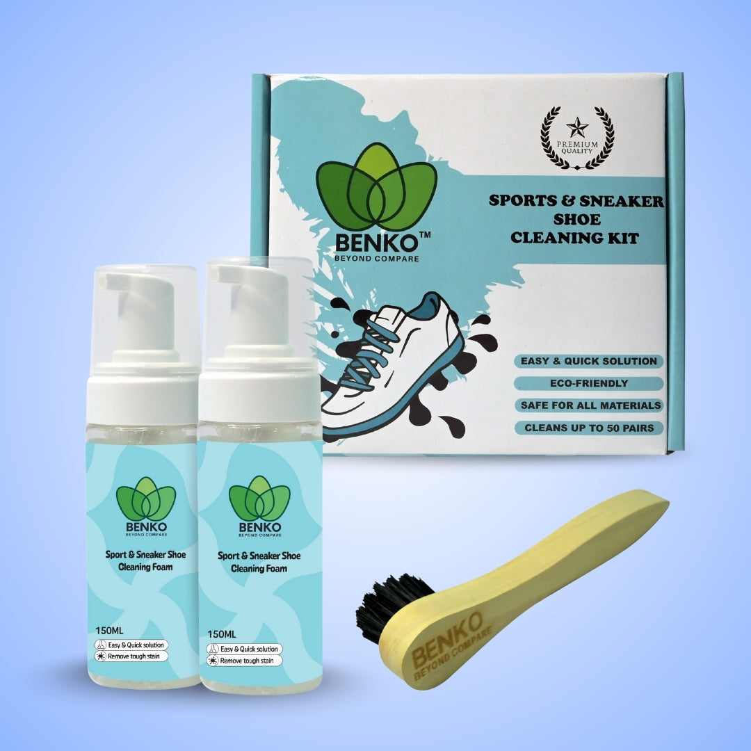 BENKO Quick Shoe Cleaning Kit | Suitable for all Material | Sneaker 150ML-2 Bottle & Brush
