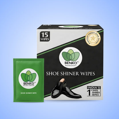 BENKO India’s 1st Shoe Shiner Wipes Pack of 15's | Shiner/Polish for all types Leather Footwear