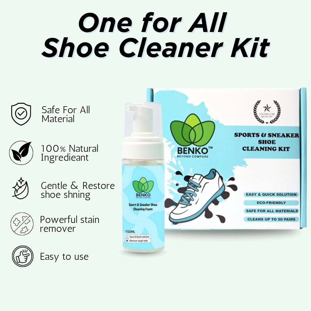BENKO Quick Shoe Cleaning Kit | Suitable for all Material | Sneaker 150ML-2 Bottle & Brush