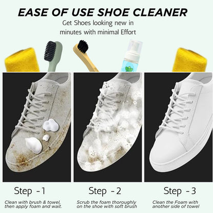 BENKO Complete Waterless Sport & Sneaker Shoe Cleaning Kit, 150ML, Soft Brush, Towels, Hard Brush