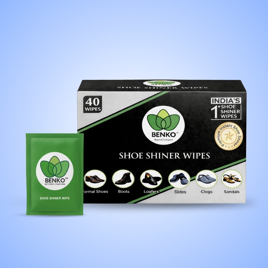 BENKO India’s 1st Shoe Shiner Wipes Pack on 40s | Shiner/Polish for all types Leather Footwear