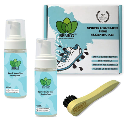 BENKO Quick Shoe Cleaning Kit | Suitable for all Material | Sneaker 150ML-2 Bottle & Brush