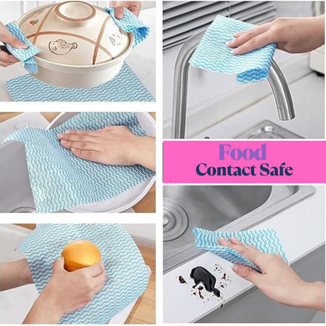 BENKO! Washable & Reusable Kitchen Towel Roll Pack of 4 (320 Sheet) | 21*23CM