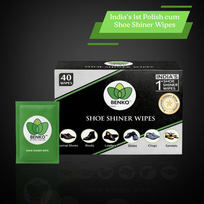 BENKO India’s 1st Shoe Shiner Wipes Pack on 40s | Shiner/Polish for all types Leather Footwear