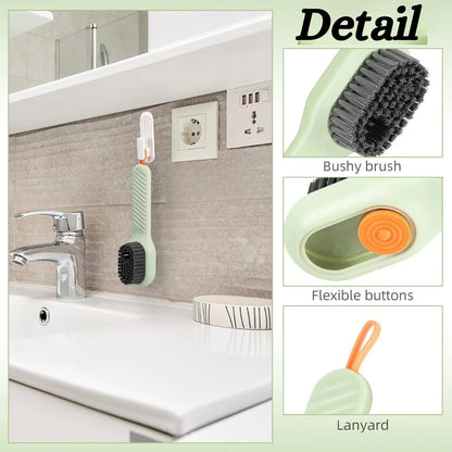 BENKO Multi Function Brush with Automatic Cleaning Liquid Dispenser | Best Brush for Shoes, Sneakers, Clothes, Bathroom & Kitchen Cleaning- Pack 2