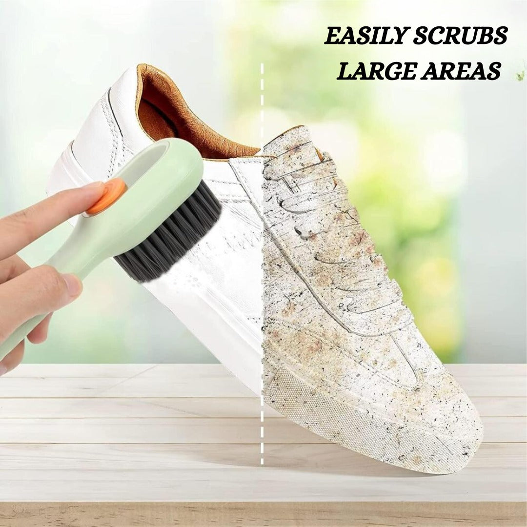 BENKO Multi Function Brush with Automatic Cleaning Liquid Dispenser | Best Brush for Shoes, Sneakers, Clothes, Bathroom & Kitchen Cleaning- Pack 2