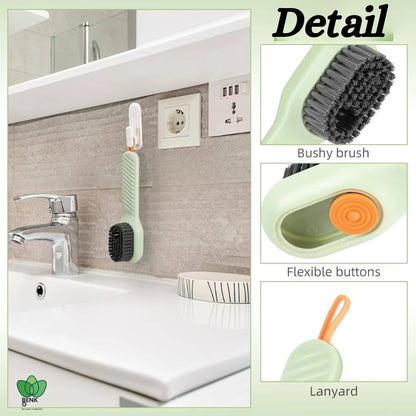 BENKO Multi Function Brush with Automatic Cleaning Liquid Dispenser | Best Brush for Shoes, Sneakers, Clothes, Bathroom & Kitchen Cleaning- Pack 2